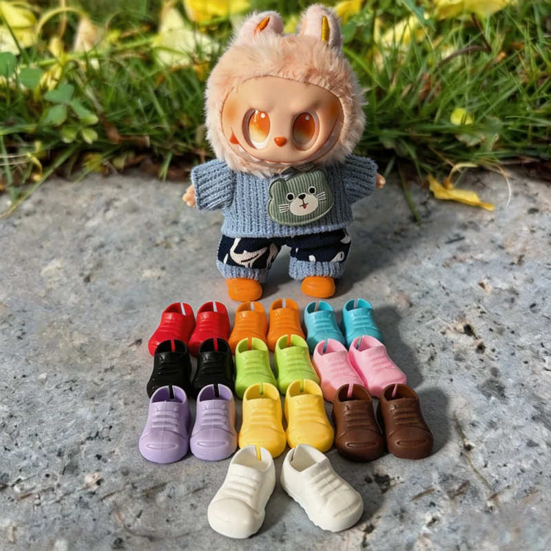 Suitable for Labubu Shoes Plastic Color Casual Shoes 15/17cm Plush Doll Universal DIY Accessories Peripheral Children's Toys