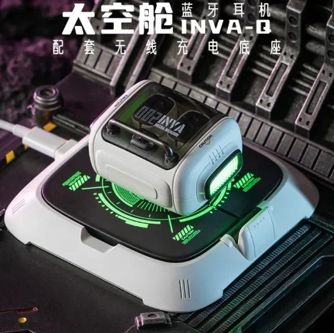 Wireless Charging Base Bluetooth 5.3 Headset INVA-Q Mecha Invasion TWS Headphones With In-Ear Wireless ENC Earphone FUTURE-MECHA