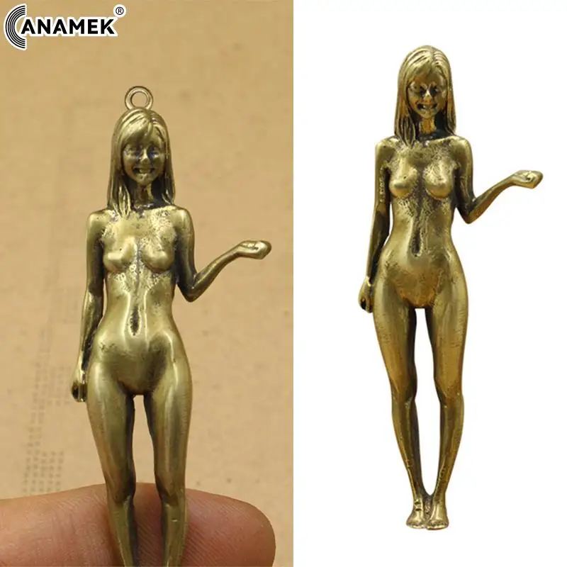 1 قطعة تمثال النحاس حالة مضحك صغيرة الإناث ديكور المنزل مكتب زينة زخرفية الحرف النساء المنمنمات النحاس الحلي #1