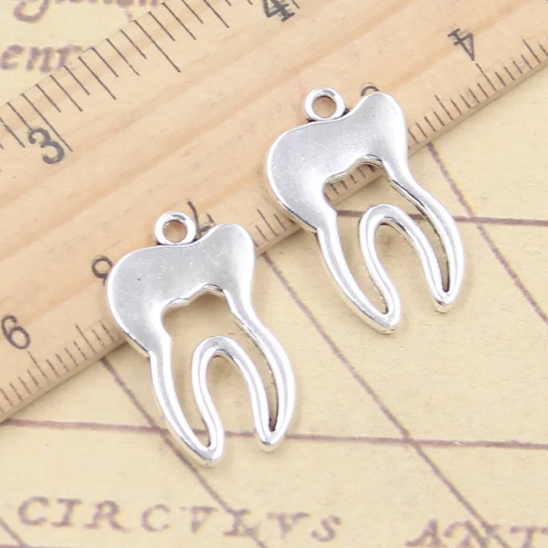 10 sztuk Charms ząb 24x15mm tybetański srebrny kolor wisiorki antyczne tworzenie biżuterii DIY Handmade Craft — zdjęcie 3