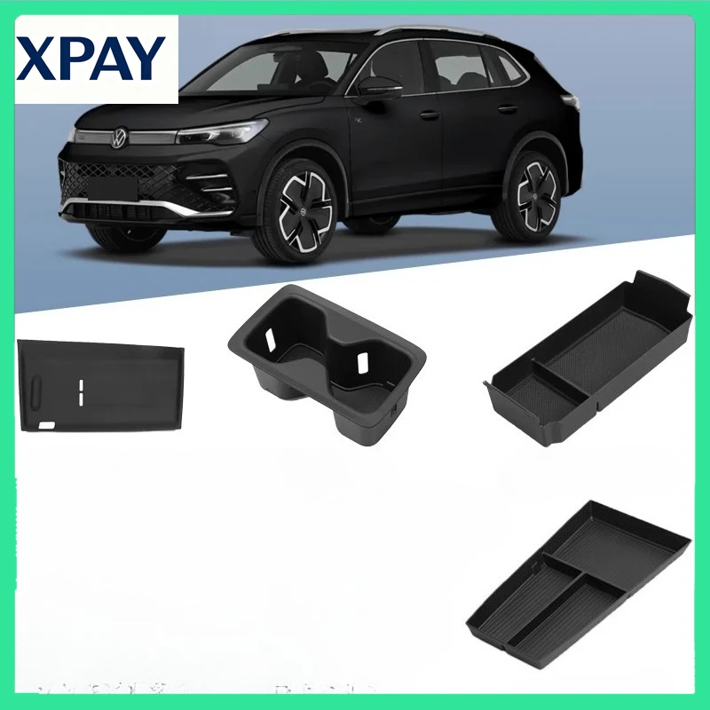 

New For Volkswagen Tiguan L PRO Center console armrest box compartment storage box wireless silicone pad water cup cover