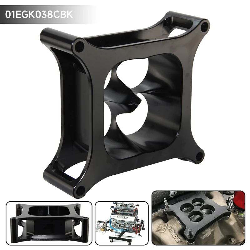 Aluminum  2 inch T6 4150 CNC Machined Carburetor Spacer Square Bore 4 Port For Chevy GM LSX Chevrolet Ford 302 SBC Black