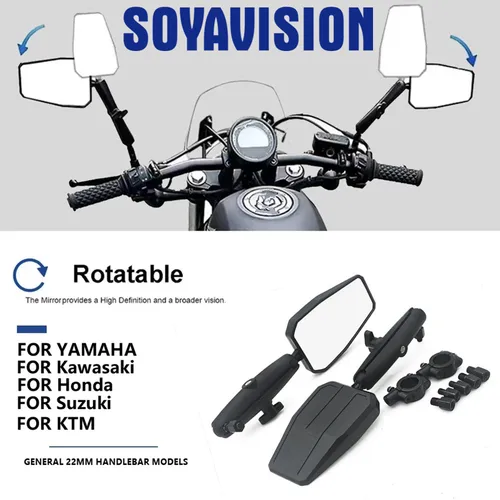 Imagen 2 del producto 1 par de espejos retrovisores plegables para motocicleta, espejos laterales universales ajustables para manillar todoterreno Westwind