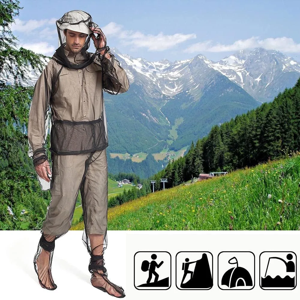Summer Outdoor Anti Mosquito Mesh Protective Suit Unisex Breathable Visible Lightweight Full Body Anti Insect Outfit Suitable