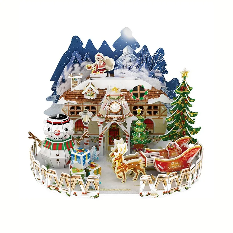 8 Style Christmas Castle Building 3D Puzzle Model X'max House Architecture Construction Jigsaw Puzzles Toys Kids Christmas Gift