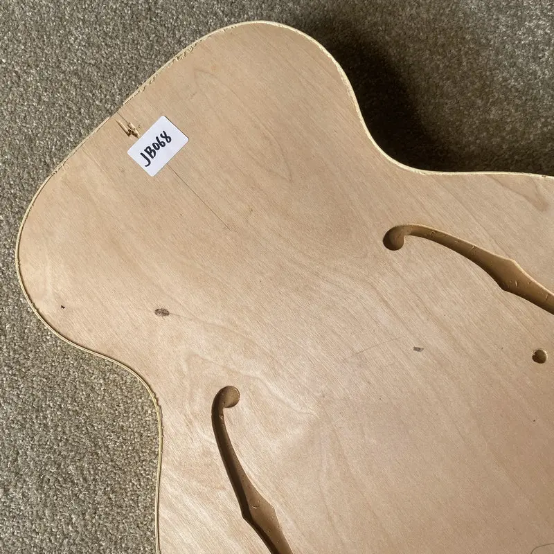 JB068 Semi Hollowbody Double F Holes Electric Guitar Body Unfinished No Paints EPI Original for Jazz Guitar Replace and DIY