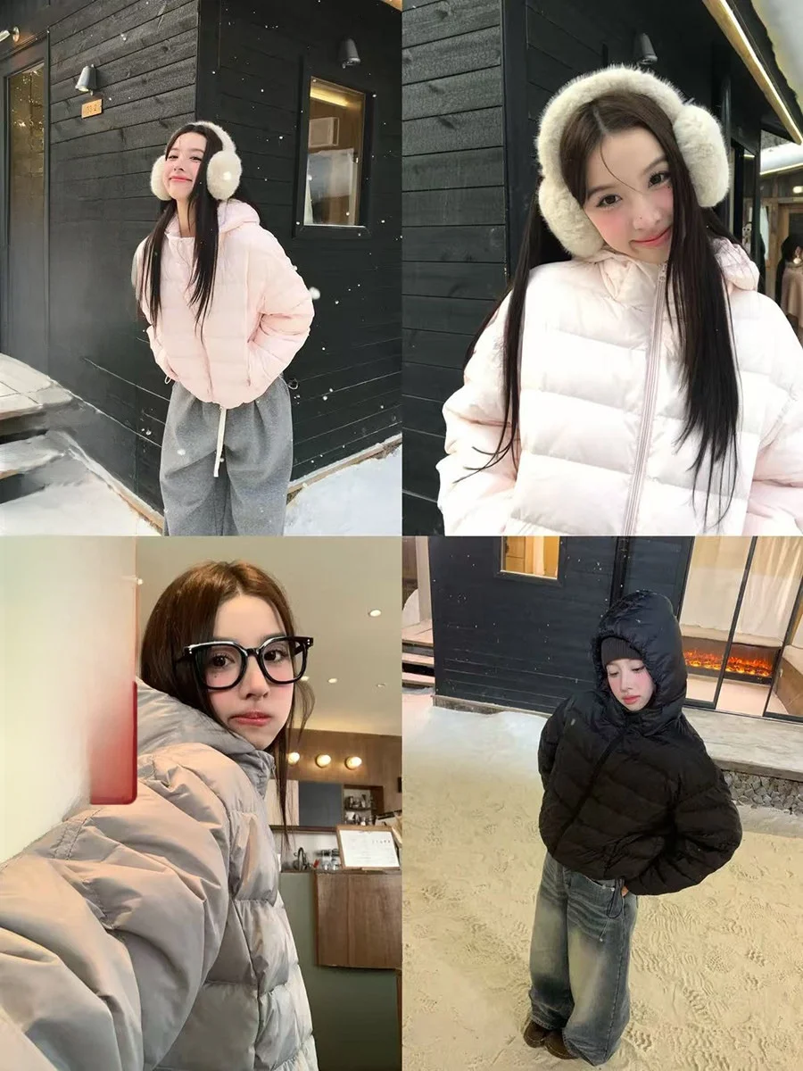 

Легкий теплый пуховик-куртка женский, свободного кроя, с капюшоном, из хлопка, для зимы