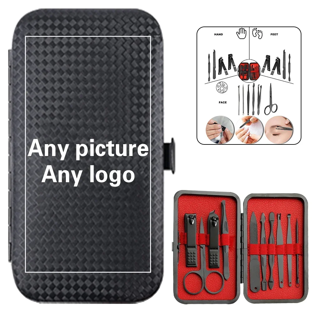 Customized Photo 10 Pcs Nail Clippers Kit Organizer Case Pedicure Set Nail Cutter Tool Box With Picture Personalized DIY Pattern