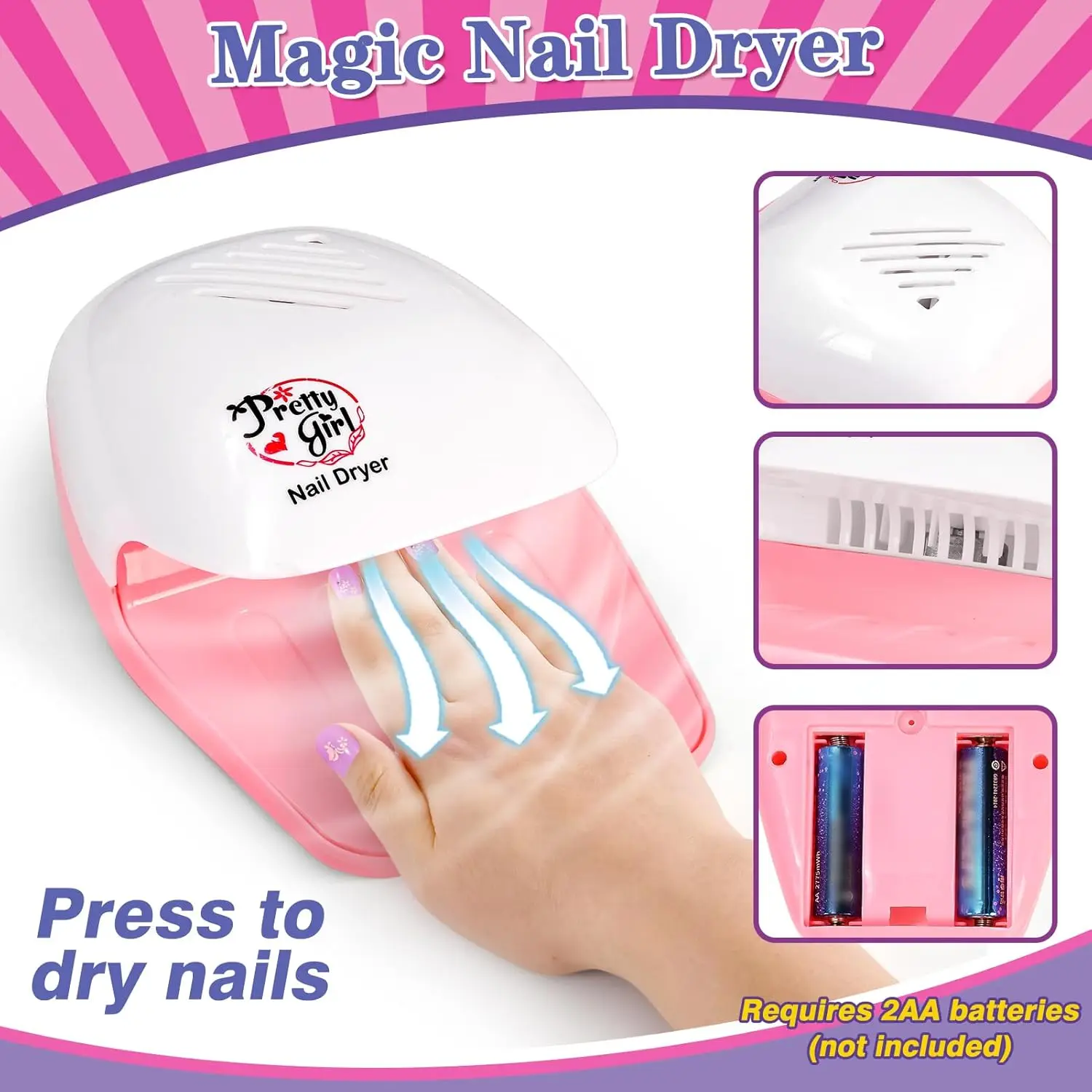 Juego de spa para pies y uñas para niños, bañera de masaje y secadora, regalo de cumpleaños y Navidad de 5 a 12 años