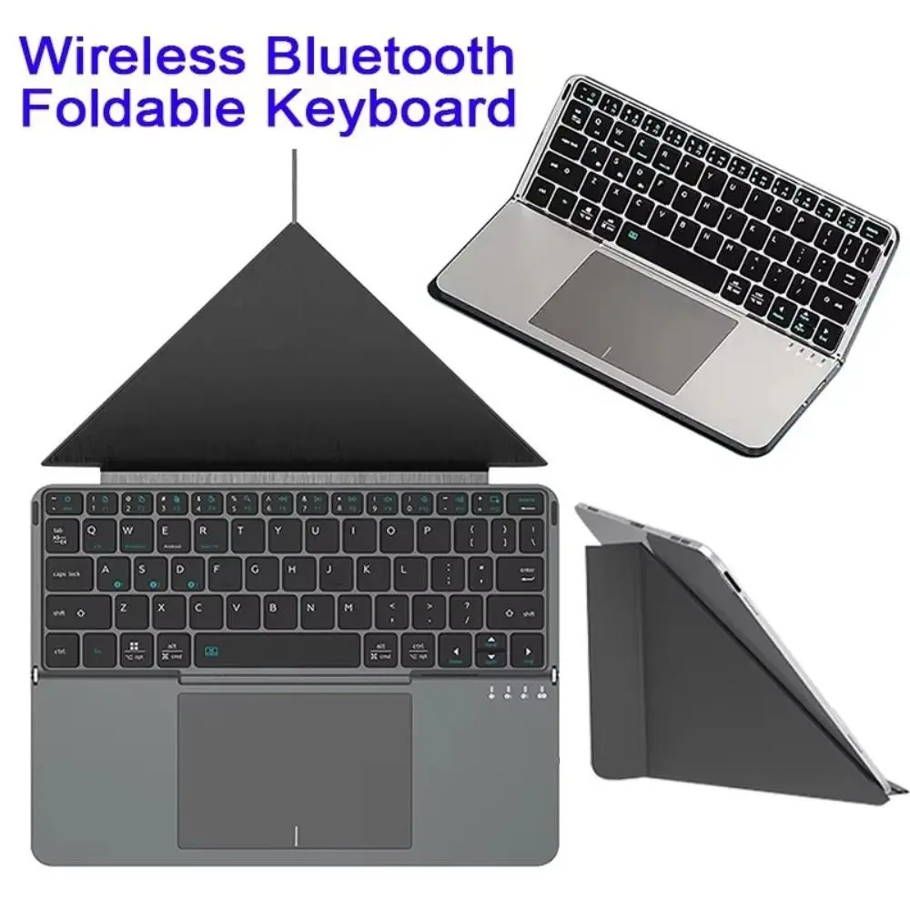 Bluetooth 5.3 Wireless Bluetooth Keyboard Universal Portable Foldable Keyboard with Touchpad Detachable Rechargeable Keyboard