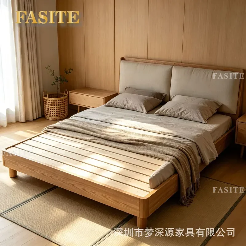 For Medieval Walnut Segmented Soft Bag All Solid Wood Bed Widened Thickened Planking Zero Formaldehyde Household Children