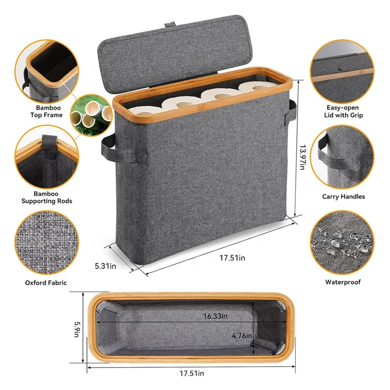 GOOD-Bambus-Toilettenpapier-Aufbewahrung, Toilettenpapierständer mit Bambusdeckel für Toilette, Schrank, Badezimmer