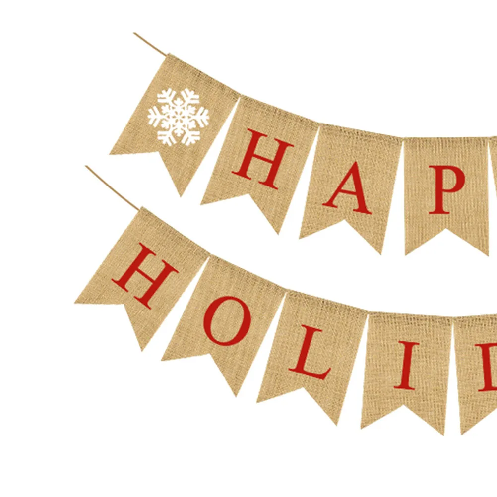 

Christmas Bunting Banner Linen Decor Reusable Party Supplies Festive Atmosphere Holiday Decoration
