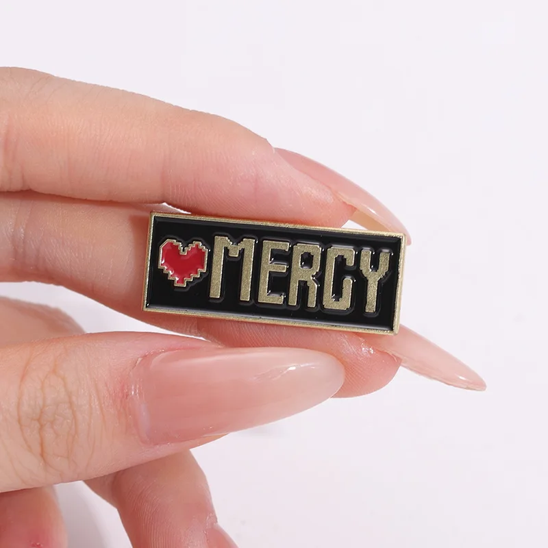 Red Heart Mercy Badge Enamel Pins Undertale Game ACT ITEM Brooches Metal Lapel Badge Funny Jewelry Gift for Friend Wholesale