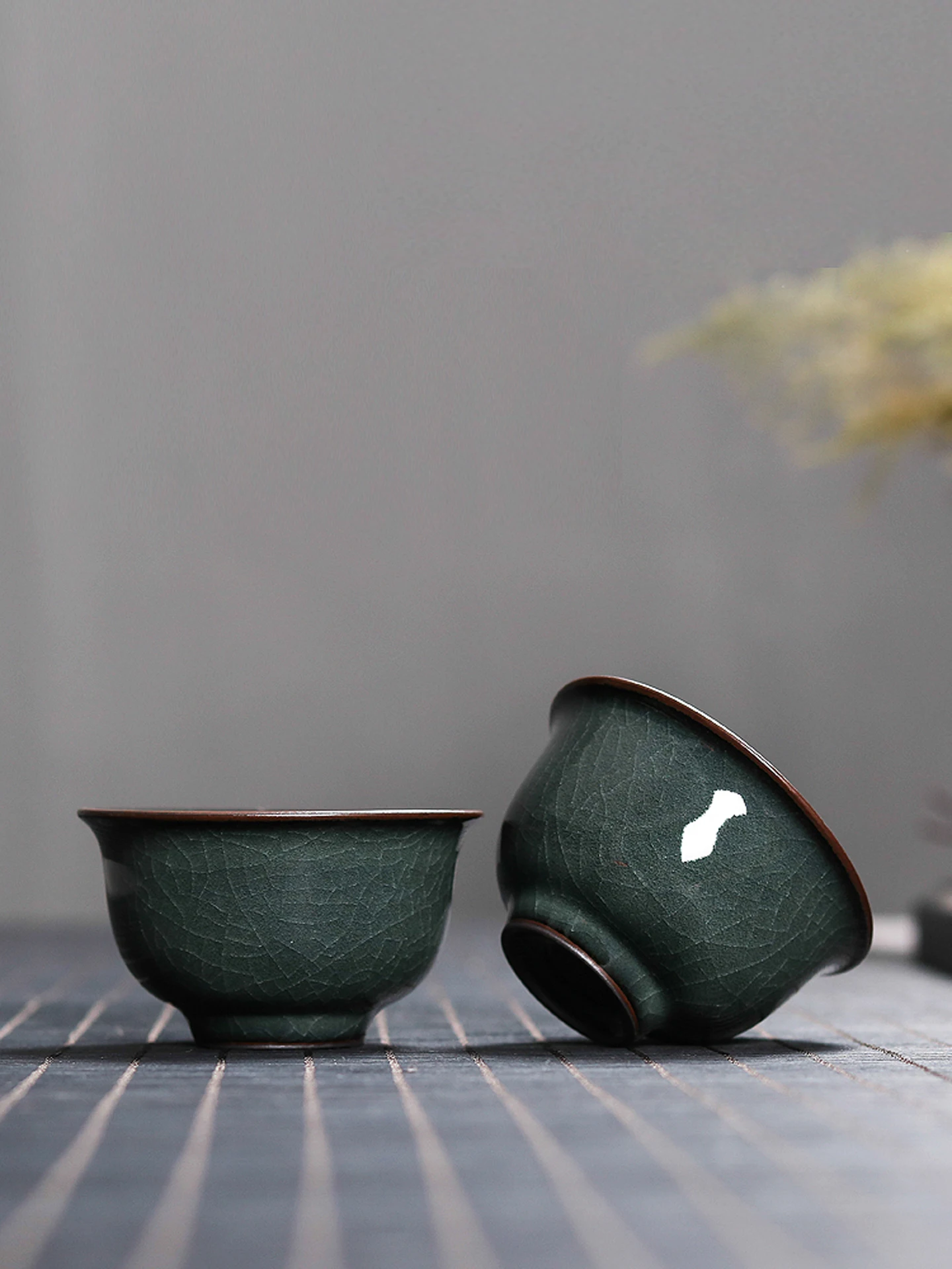 Blue Porcelain Gongfu Tea Cup Geyao Iron Bowl Ice Crack Owner Cup Single Cup Longquan Ceramics Tea Set Drinking Cup Tea Bowl ...