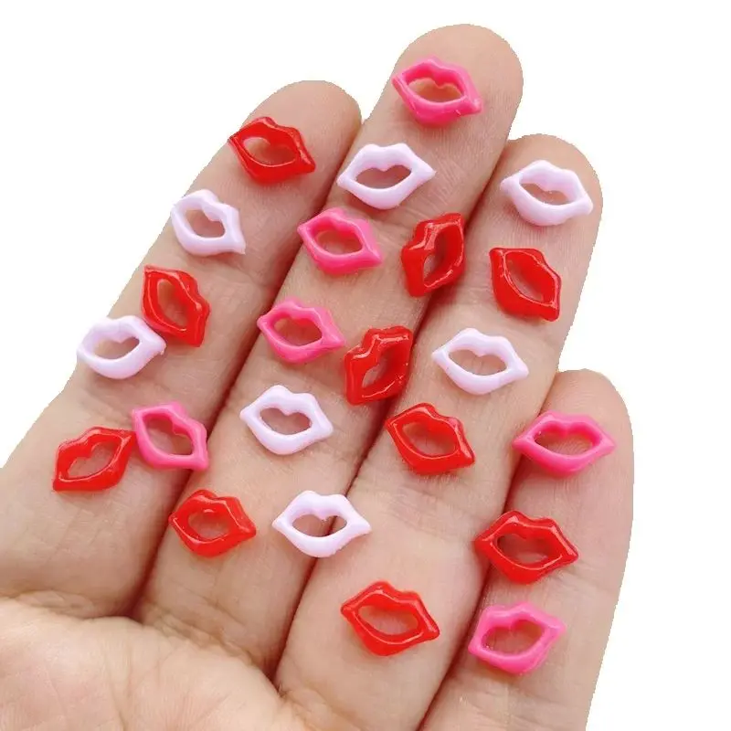 100Pcs Mixed Nail Art Resin Cartoon 6 * 9mm Lips Series Charms Rhinestones DIY Craft For Nail 3D Decorations Jewelry
