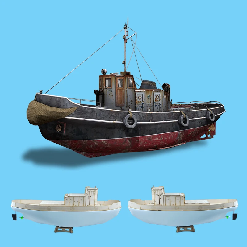 1/20 Remote Control Tugboat Hull Fiberglass RC Tugboat Electric Ship Model Toy Boat Gift DIY Ship Model Ornaments Tug Boat