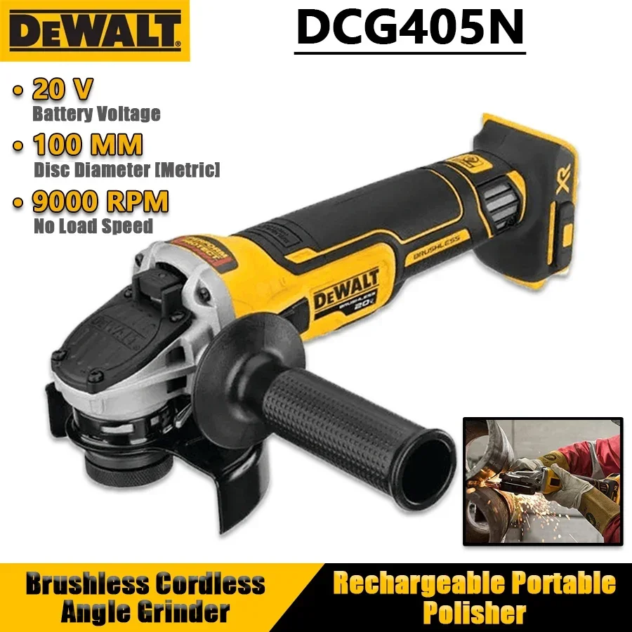 DEWALT DCG405N 20V Brushless Cordless Angle Grinder Cutting Machine Rechargeable Portable Polisher Power Tools (Bare Tool)