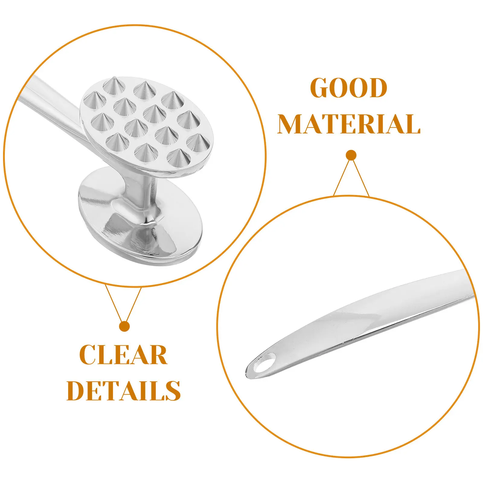 Stainless Steel Dual-Side Meat Tenderizer Hammer Mallet for Pounding Tenderizing Steaks Chicken Beef Fish Ergonomic Grip Hanging