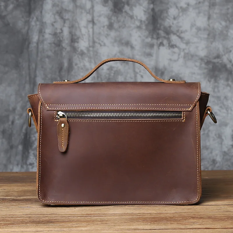 NZPJ Retro Leder Männer der Briefträger Tasche Crazy Horse männer Tasche Top Schicht Rindsleder Schulter Tasche Beiläufige Handtasche Für 10-zoll IPad – Detail 6