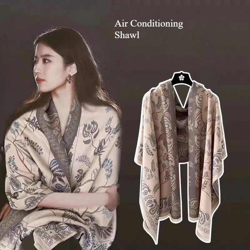 

Осень/зима, новый шарф из искусственного кашемира с принтом синей птицы, офисная шаль для сна, универсальная атмосфера в корейском стиле