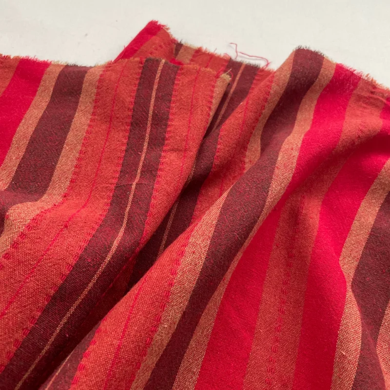 

Vintage striped cotton fabric for shirt dress diy clothing red fabric