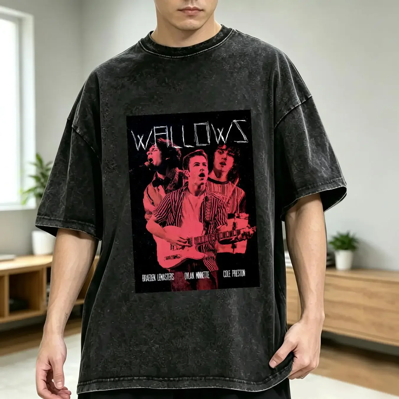 washed T Shirt Wallows Member Band Basic for fan Black All Size AH488 long or short sleeves vintage Washed designer clothes
