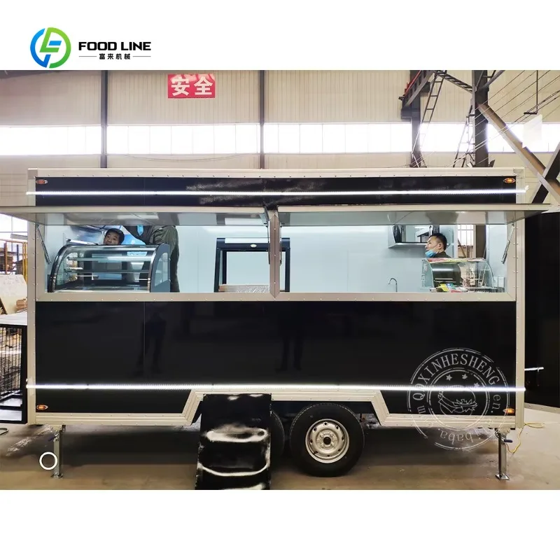 Reboque de sorvete de caminhão de comida de cachorro-quente rápido móvel reboque de caminhão de comida de churrasco com equipamento de cozinha comercial