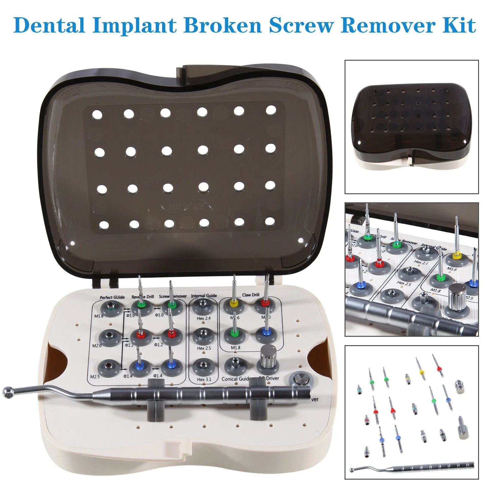 NeoBiotech Dental Implant Fractured Broken Screw Remover Kit Broken Remover Surgery Implant Restoration Tools Kit Dental Tools