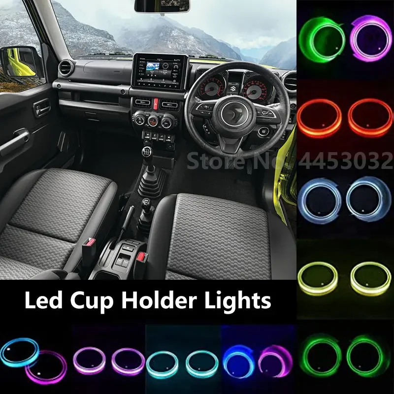 

1 шт. светодиодные подстаканники для Suzuki SX4 SWIFT Alto Liane Grand Vitara Jimny S-Cross Coaster, декоративные лампы, 7 цветов
