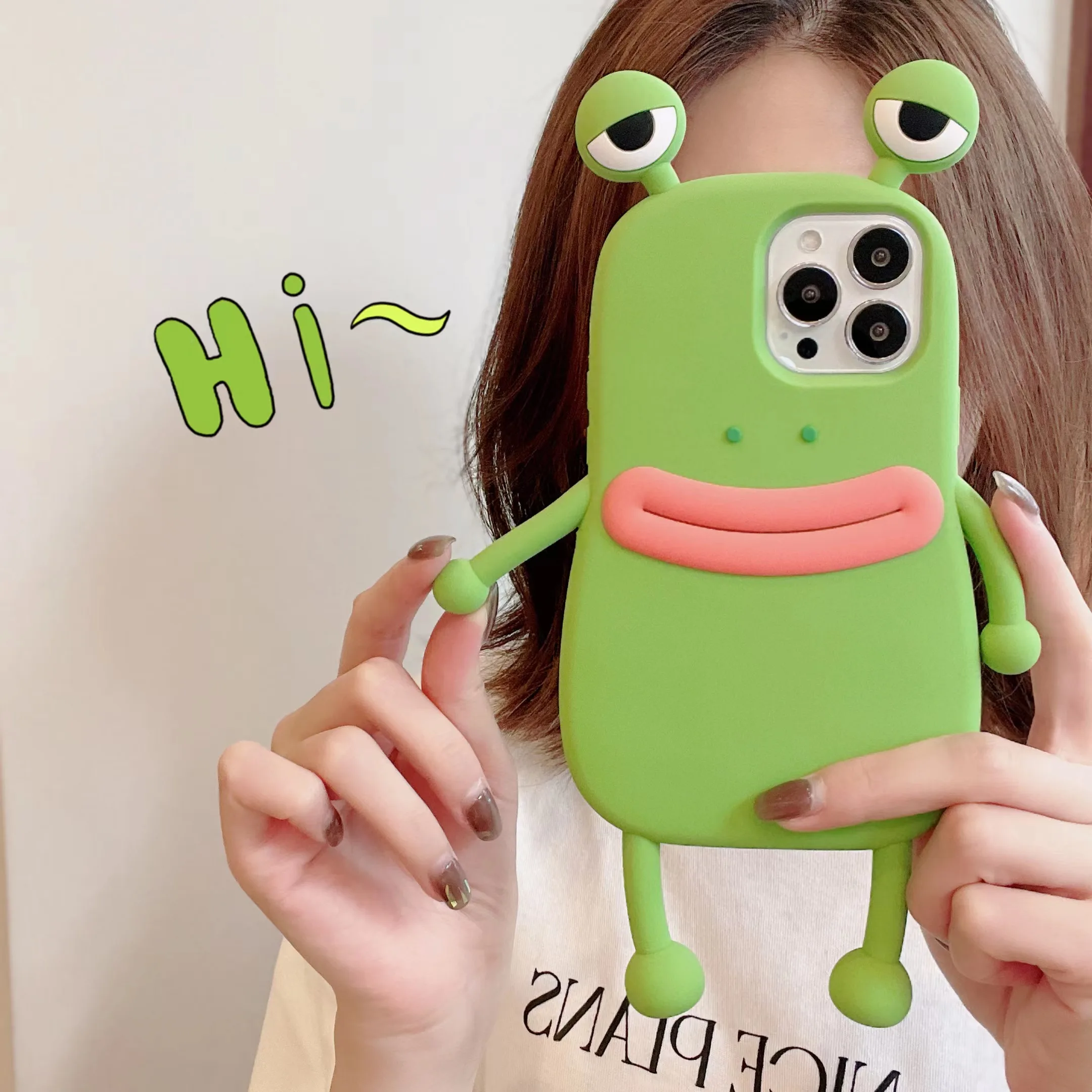 Lustige, weiche 3D-Frosch-Handyhülle aus Silikon für iPhone 14 13 11 12 15 16 17 18 Pro Max XS 8 Plus, Cartoon, niedlich, stoßfest, Bumper-Cover – Detail 9