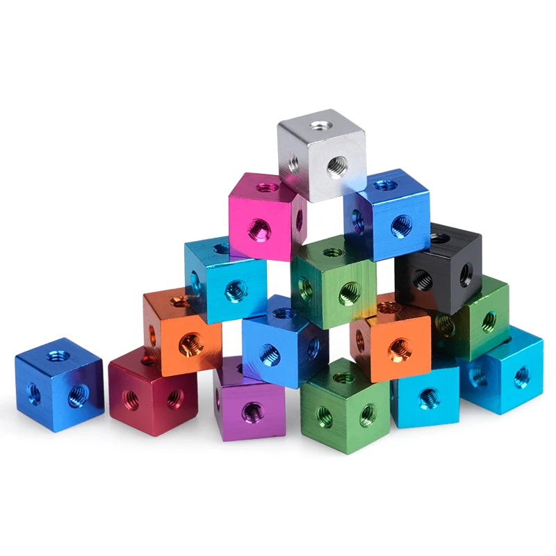 M3 M4 M5 M6 M8 M10 Aluminium Alloy Anodized Cube Connector Fixing Bracket Square Spacer Standoff Tee 6 Way,3D Printer Accessory