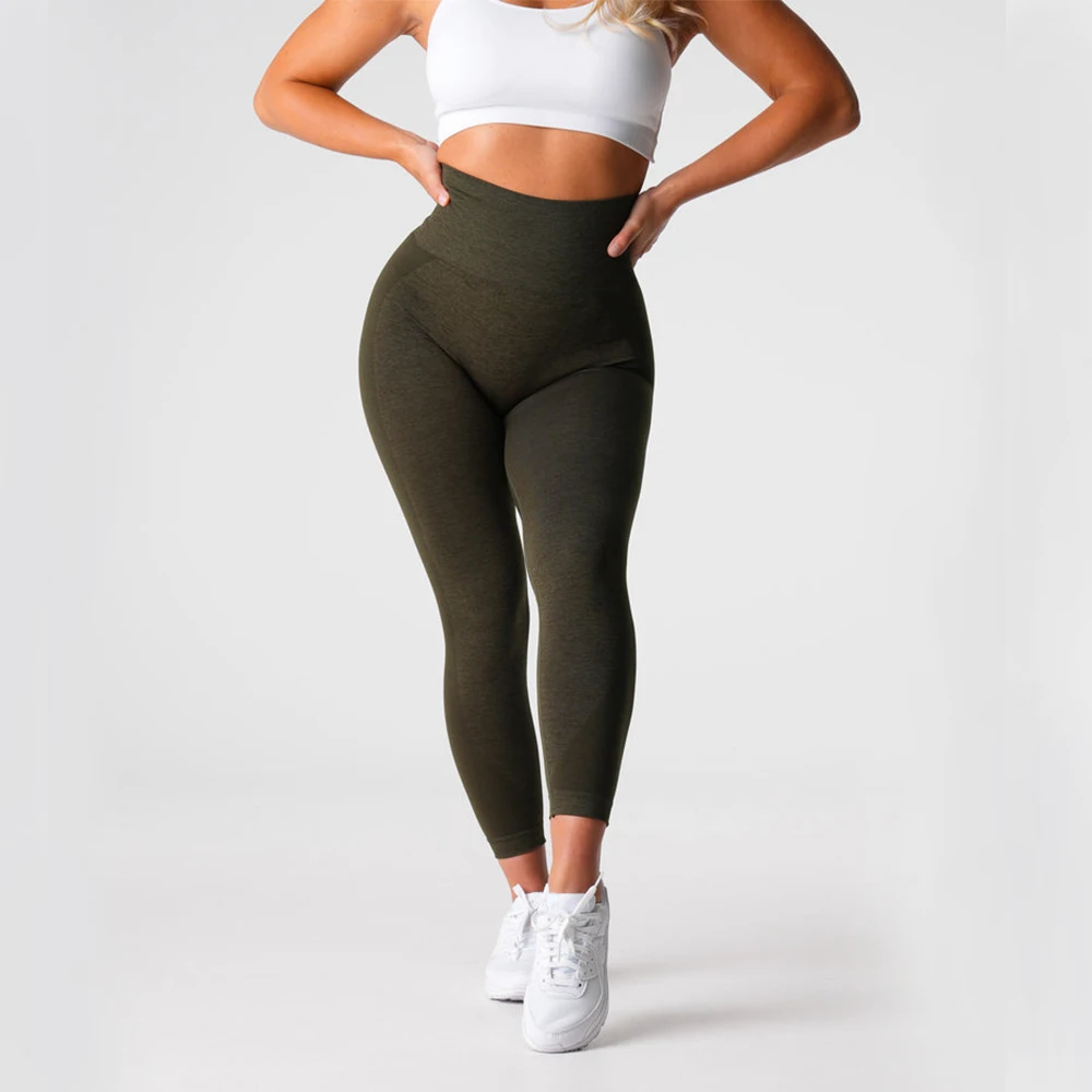 NVGTN-Leggings sin costuras para mujer, pantalones de oliva para correr, Yoga, entrenamiento, cintura alta, 2,0