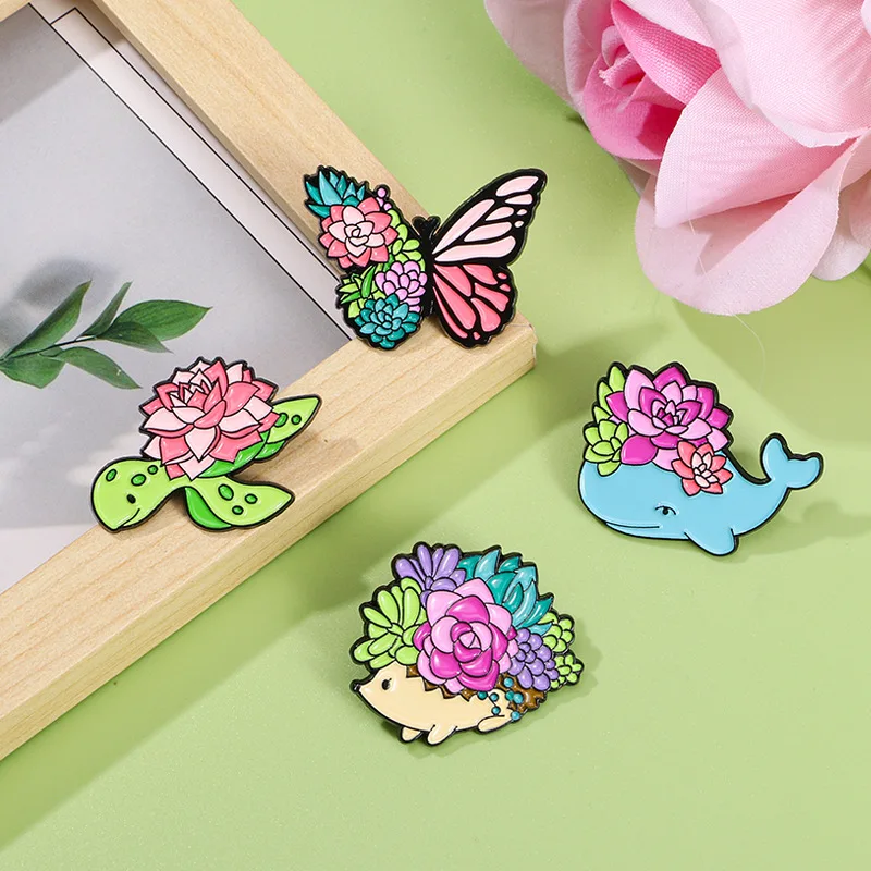 colorful butterfly whale carton turtle Enamel Pins Brooches hard for Kids Backpacks Badge Jewelry jeans cloth accessories decor