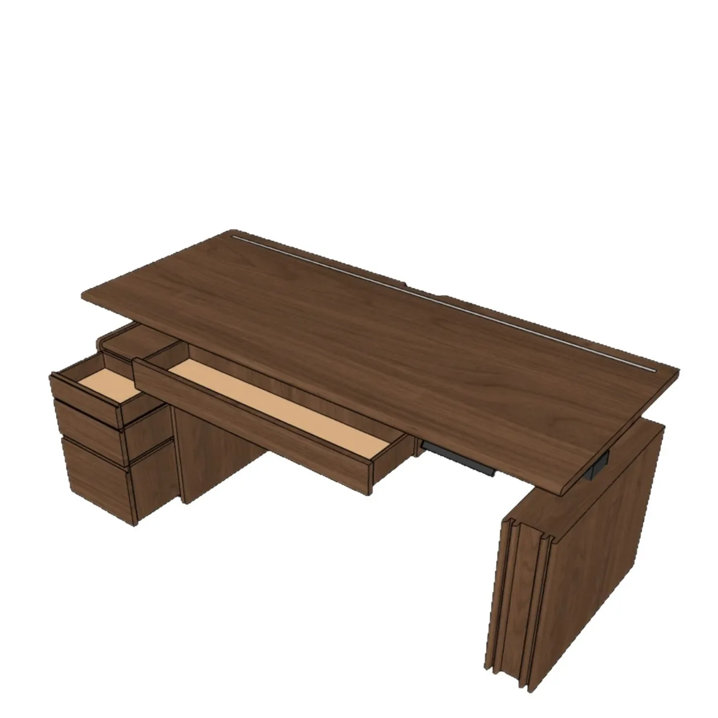 All solid wood intelligent electric lifting table study storage table home office learning black walnut lifting computer desk