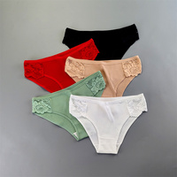 5PCS/Set Lace Cotton Panties for Woman Sexy Plus Size Ladies Ribbed Briefs Feamale Hollow Out Underwear Big Europe Size