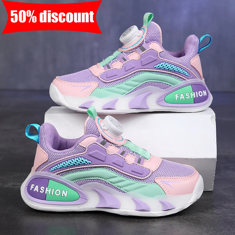 

Childrens Sports Shoes 2026 New Mesh Rebound Daily Casual Walking Shoes Comfortable Anti Slip Flat Bottom Girls Jogging Shoes