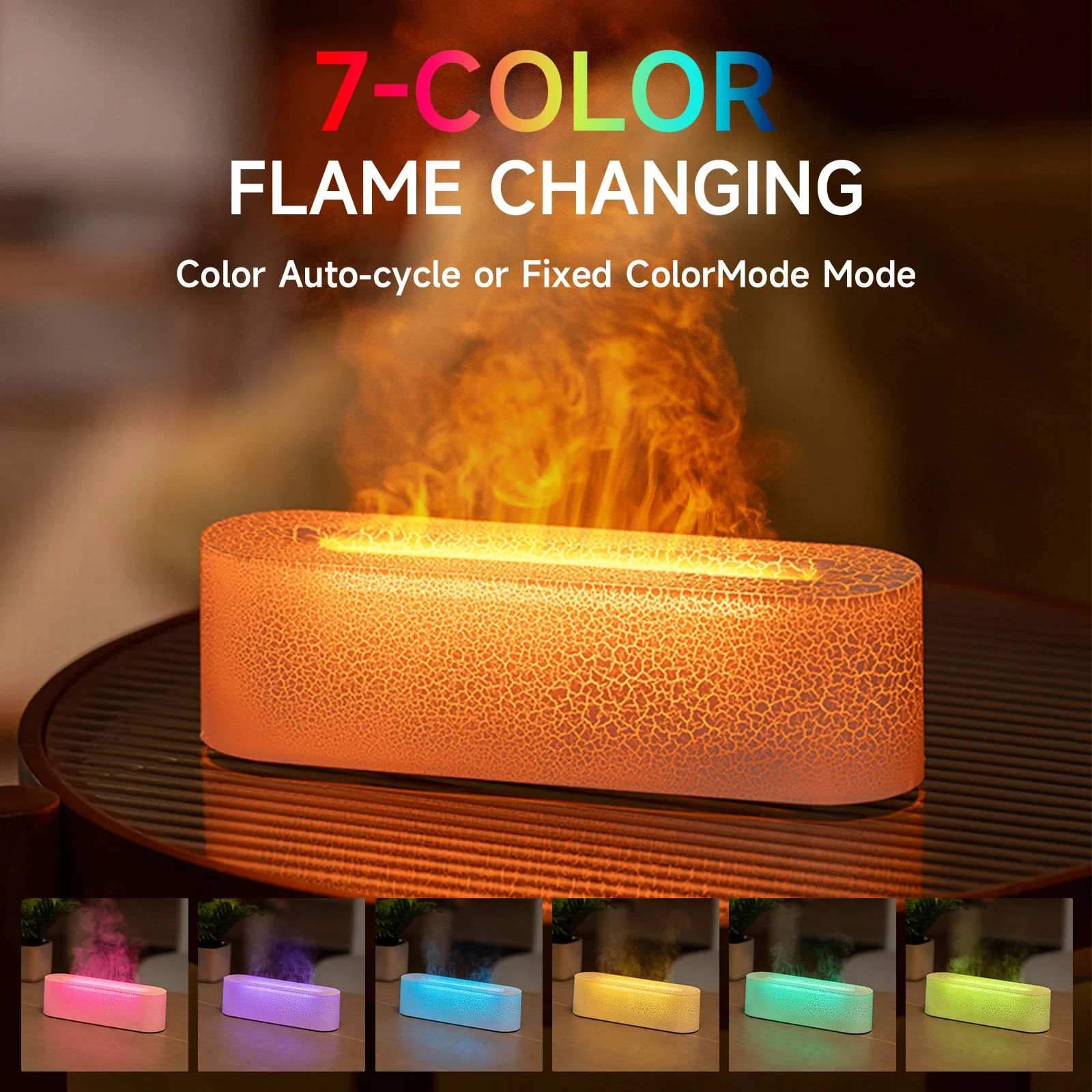 

2024 New 7 Colorful Flame Diffuser 150ml USB Air Humidifier Aromatherapy Essential Oil Diffuser Fragrance diffuser For Bedroom