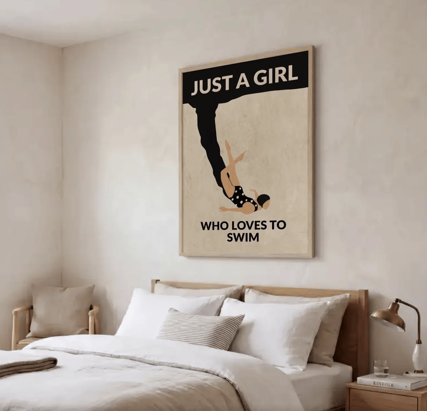 Retro Swimming Girl Wall Art Canvas Prints, Vintage Diver Posters, Trendy Decor for Living Room Bedroom Gallery Wall Decor