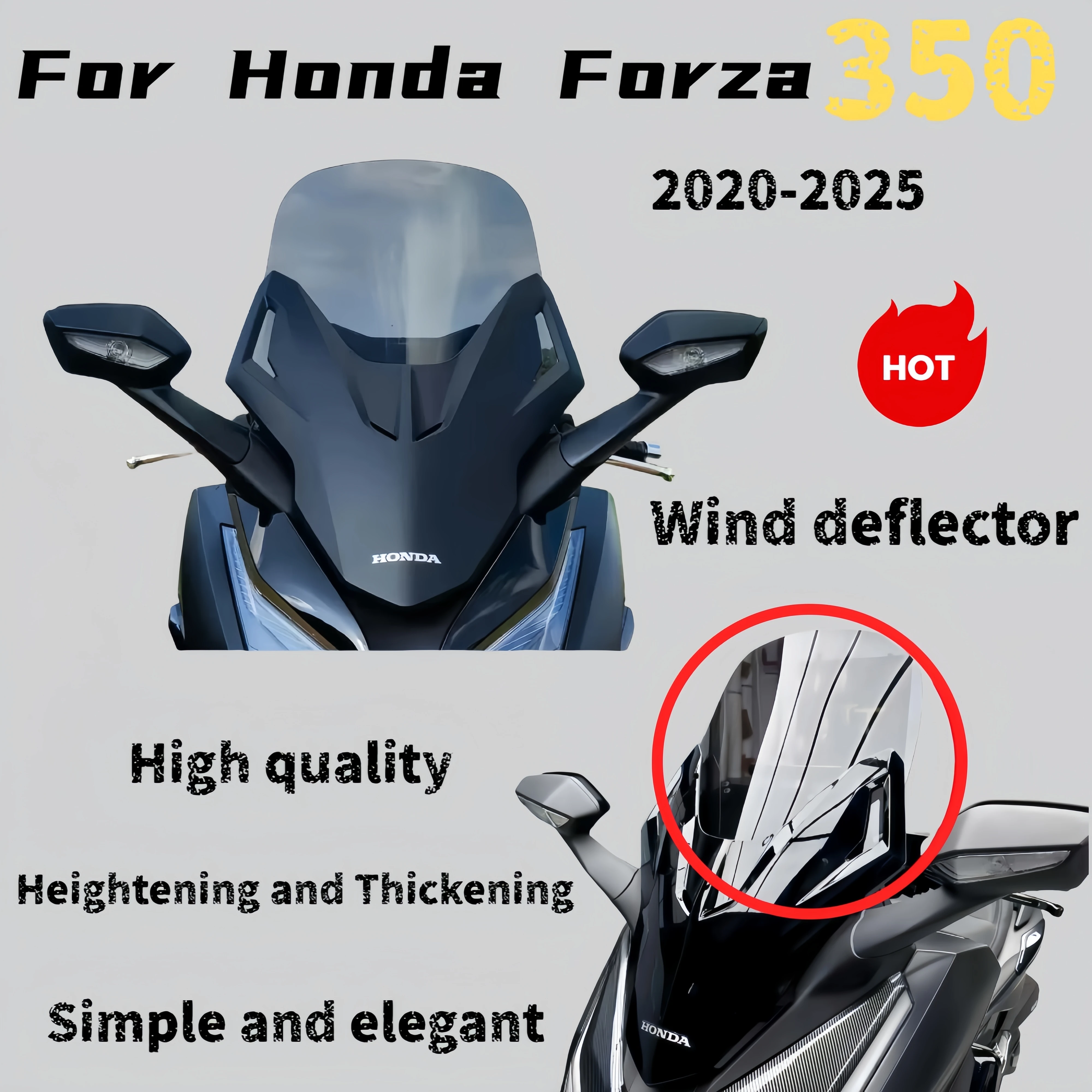 

Для Honda FORZA350 20-25 модификация усиленного лобового стекла, переднее лобовое стекло, тайская версия FORZA350