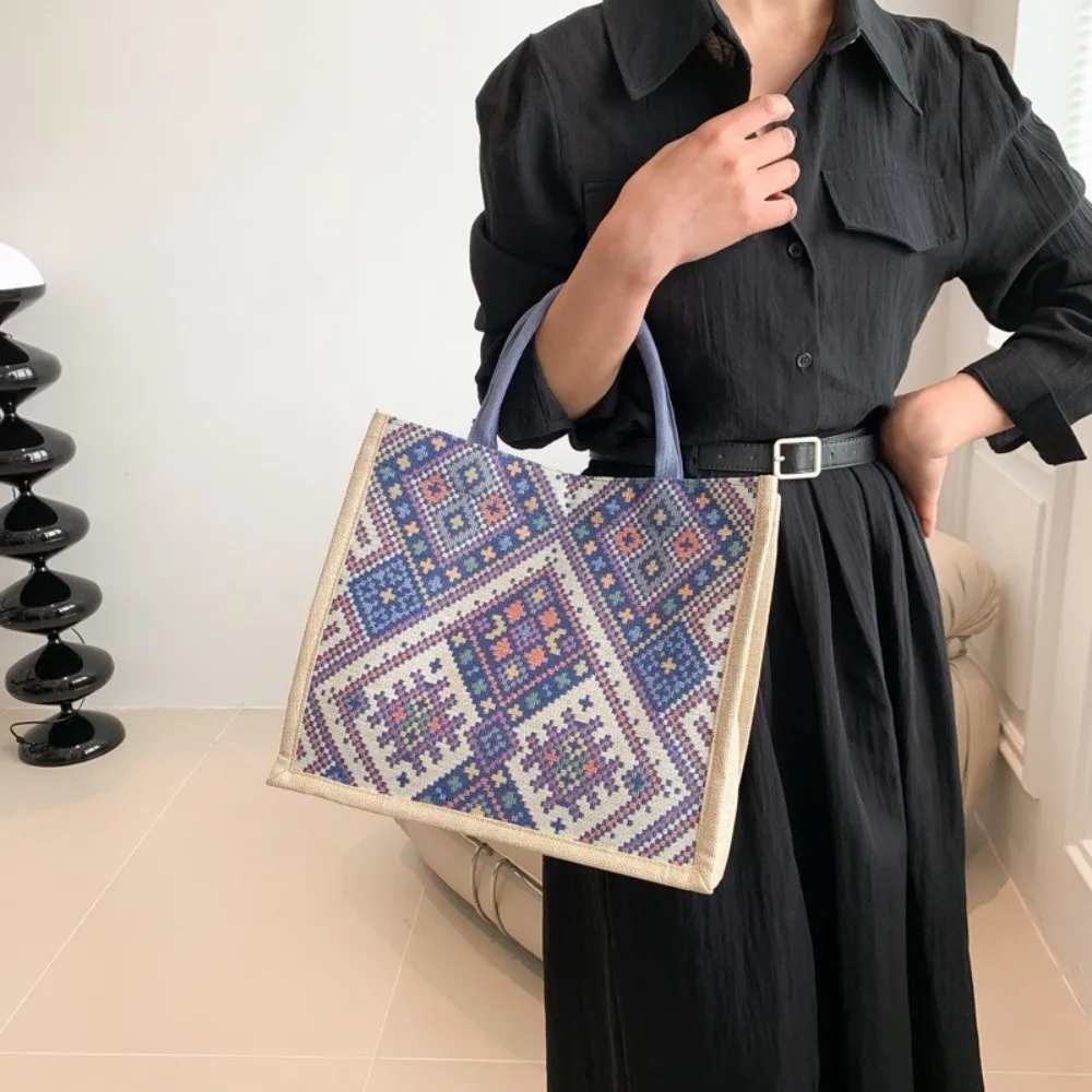 

New Large Capacity Shoulder Bag Canvas Magnetic Snap National Style Bag Bohemian Print Tote Bag Female
