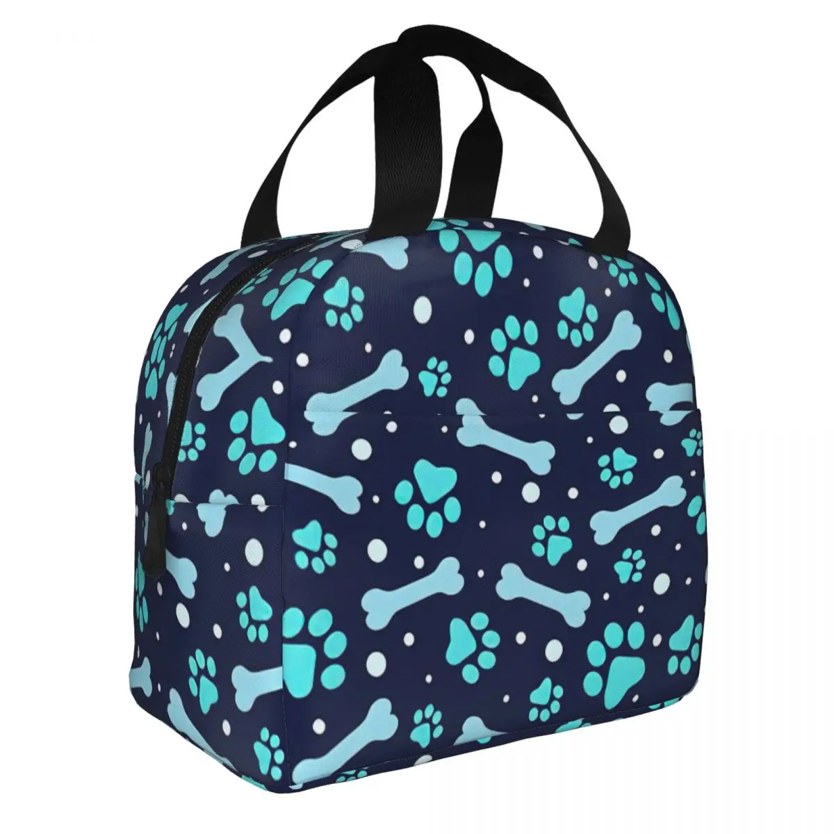 Paw Bone Insulated Lunch Bags High Capacity Cat Dog Meal Container Thermal Bag Tote Lunch Box School Travel Food Storage Bags