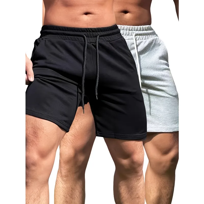 Shorts de algodão confortável masculino casual micro-elástico cinto elástico com cordão shorts treinamento de fitness confortável e elegante