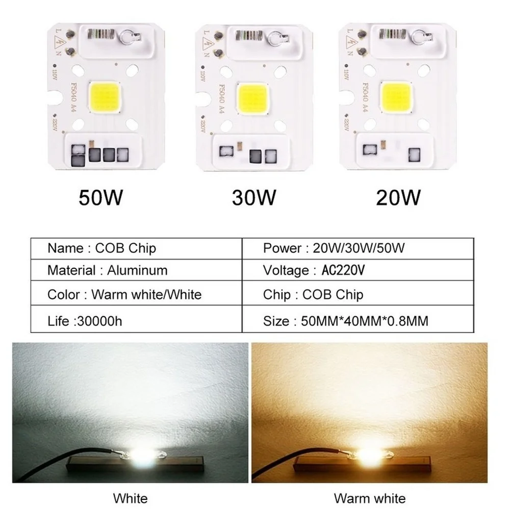 1/PCS COB Chip 10W 20W 30W 50W 220V LED Smart IC Keine Notwendigkeit Treiber 3W 5W 7W 9W LED Birne Lampe für Flutlicht Scheinwerfer Diy Beleuchtung