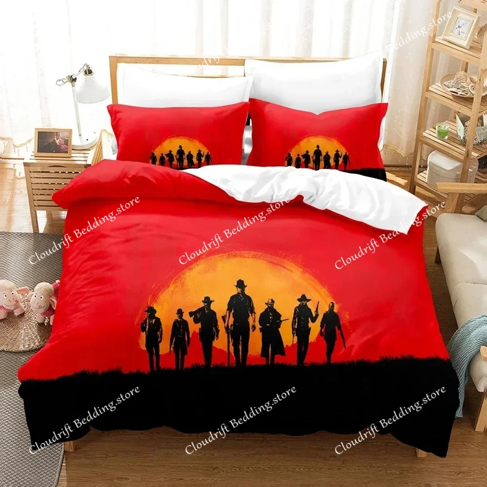 

Fashion 3D Red Dead Redemption Bedding Sets Duvet Cover Set With Pillowcase Twin Full Queen King Bedclothes Bed Linen