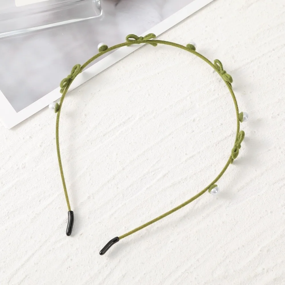 

Fairy Pearl Bow Hairband Alloy Flower Headband Thin Fairy Women Hair Hoop Ladies