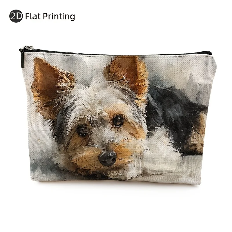 

A Cute Yorkshire Terrier Dog Makeup Bag- Multifunctional Zipper Pouch, Jewelry Storage Bag, Perfect Travel Zipper Small Storage