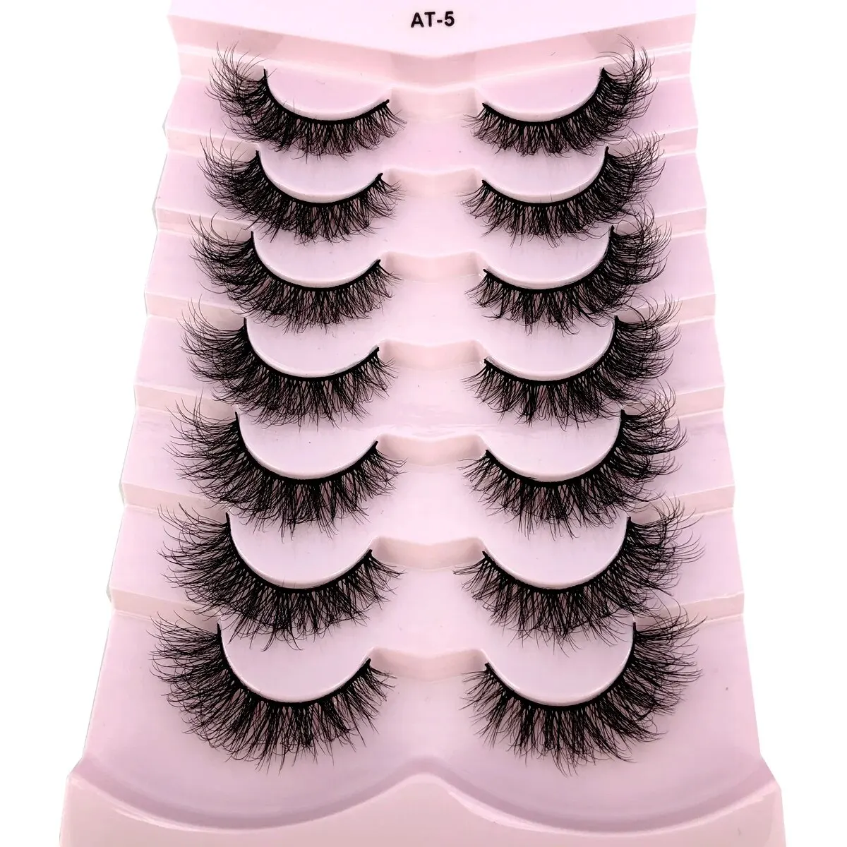 HBZGTLAD 7 Pairs 6D Faux Mink Lashes Bulk Russian Volume Fluffy Natural False Eyelashes Thick Dramatic Mink Eyelashes