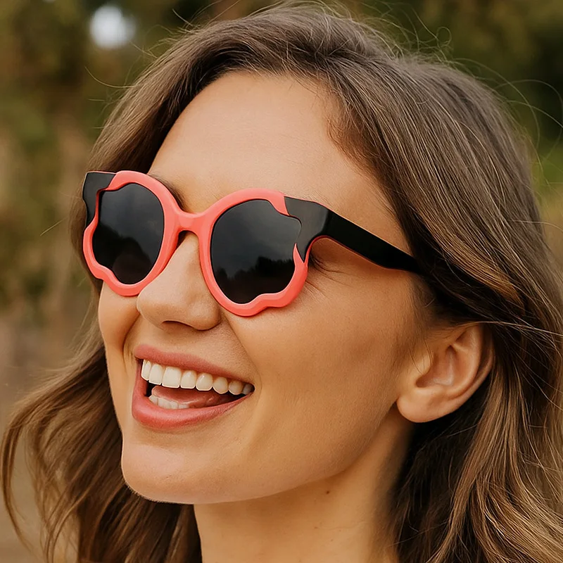 

Fashion Large Frame Color Block Irregular Sunglasses Retro Personality Casual Women's Sunglasses High-End Travel Sunglasses DUHE