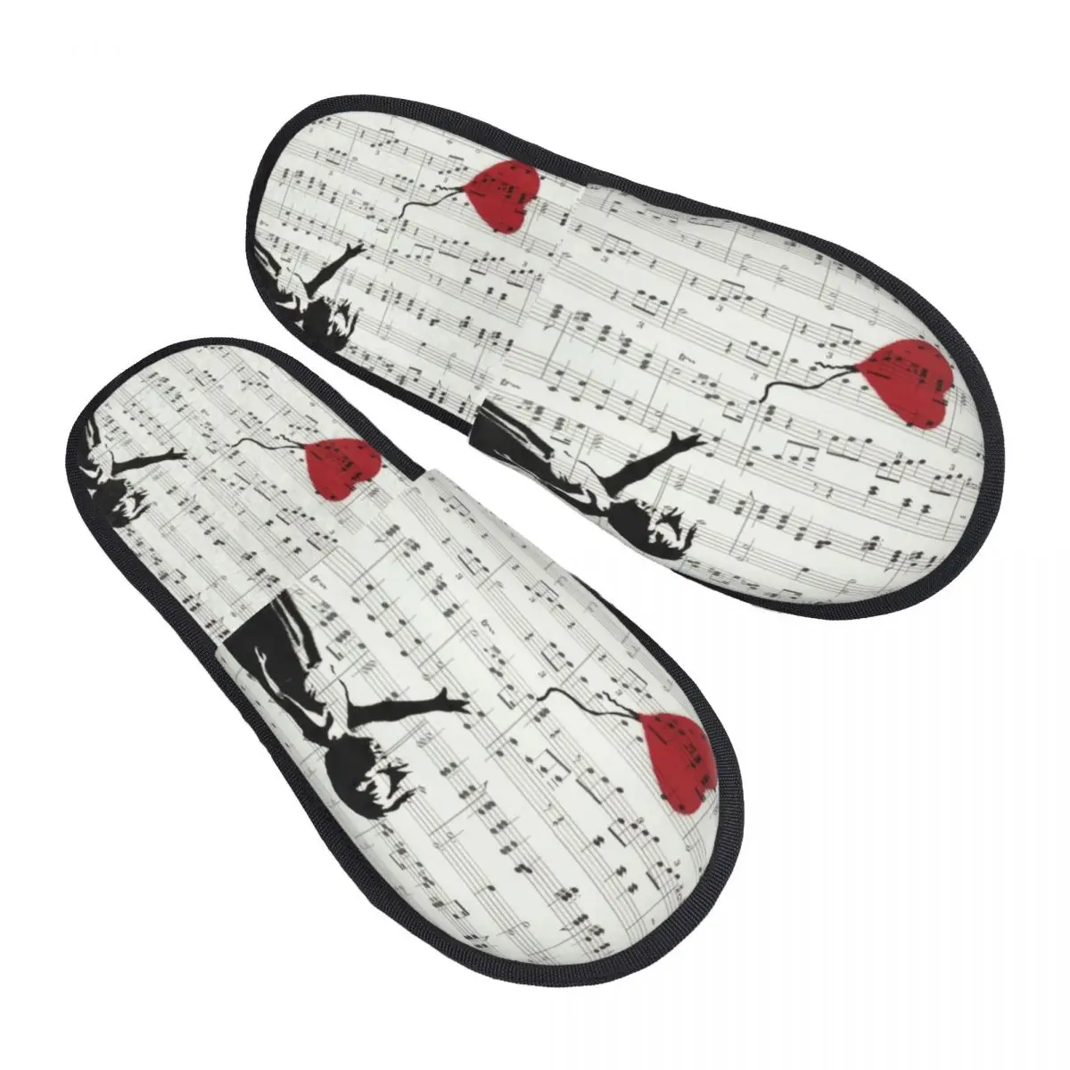 Custom Girl Heart Balloon House Slippers Women Cozy Memory Foam Banksy Art Graffiti Slip On Spa Slipper Shoes